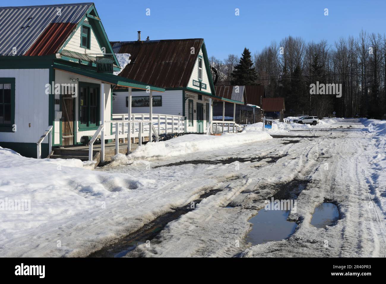 Verschneites Hope-Dorf Stockfoto
