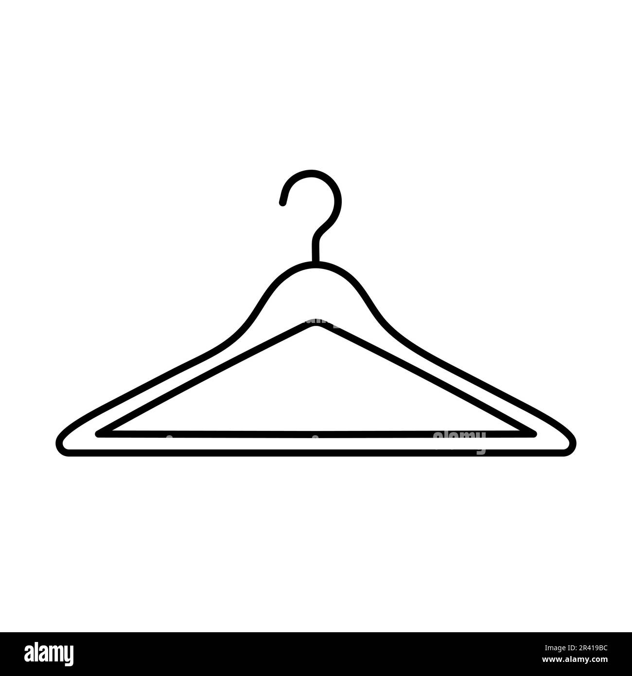Kleiderbügel. Handgezeichnete Symbole von Kleiderschrankelementen zur Aufbewahrung von Kleidung. Darstellung isolierter Vektoren im Inline-Stil. Stock Vektor