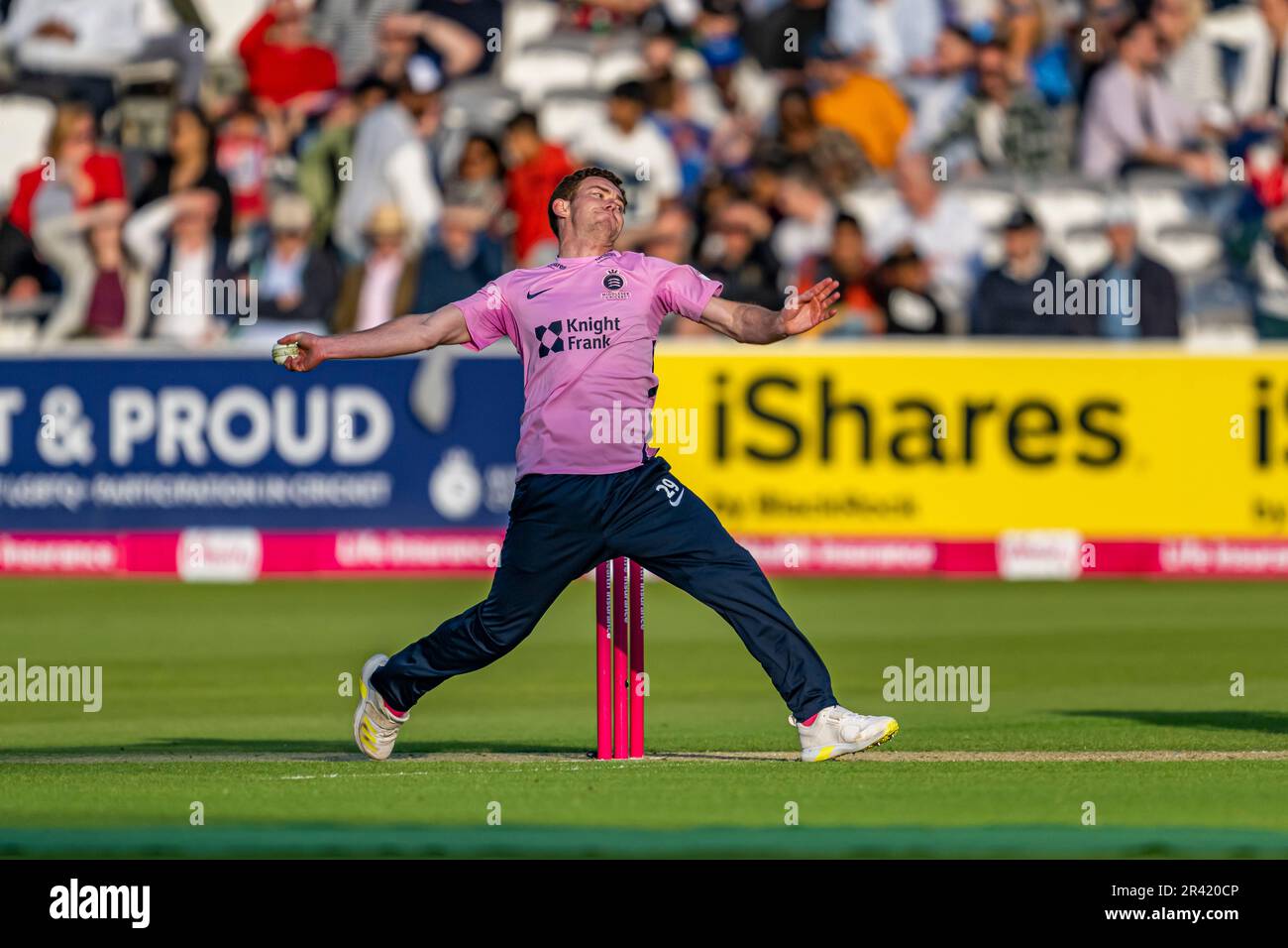 LONDON, VEREINIGTES KÖNIGREICH. 25. Mai 2023. R. F. Higgins of Middlesex während Vitality Blast - Middlesex gegen Surrey am 4. Tag auf dem Lord's Cricket Ground am Donnerstag, den 25. Mai 2023 in LONDON, ENGLAND. Kredit: Taka Wu/Alamy Live News Stockfoto