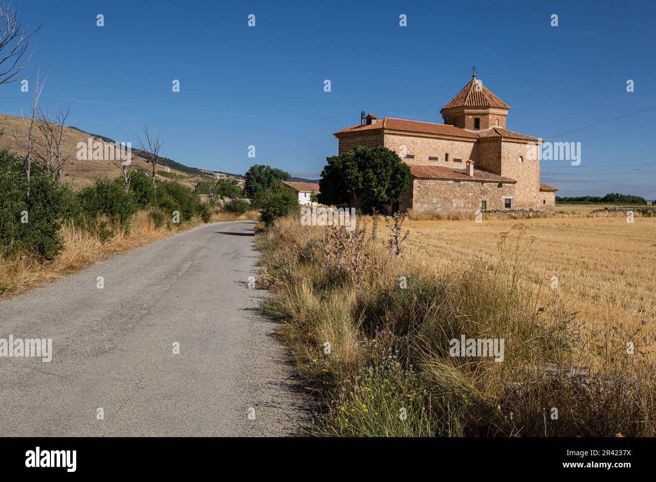 Ermita de la Virgen del Moral, Siglo XVIII Poyo del Cid, el Municipio de Calamocha, Provincia de Huesca, Aragón, Spanien, Europa. Stockfoto