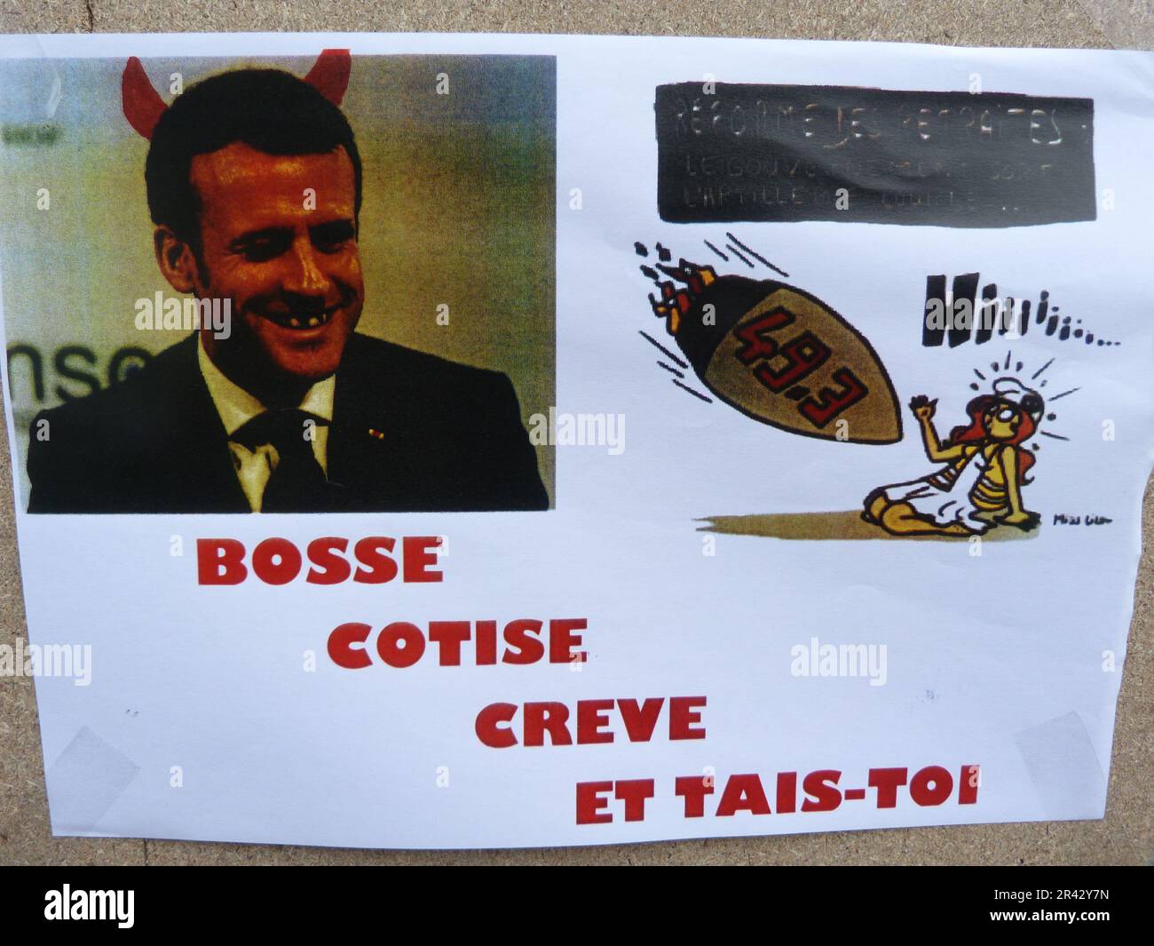 Une affiche BOSSE COTISE CREVE ET TAIS-TOI, Paris, Frankreich Stockfoto