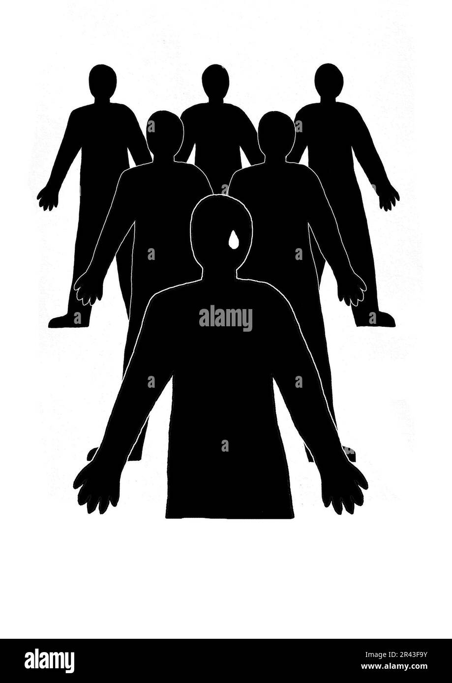 Beziehungen zwischen Individuum und Gesellschaft. Ungerechtigkeit und soziale Unterdrückung Stockfoto