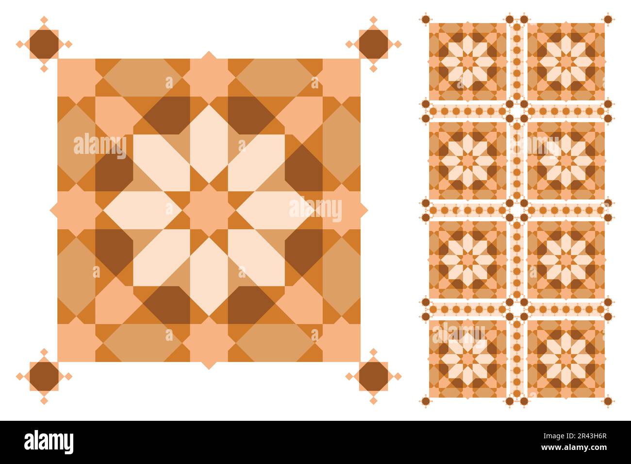 Arabische Mustervektoren. Islamisches Muster. Geometrische Mandala. Vintage-Fliesen mit antikem, nahtlosem Design. Stock Vektor