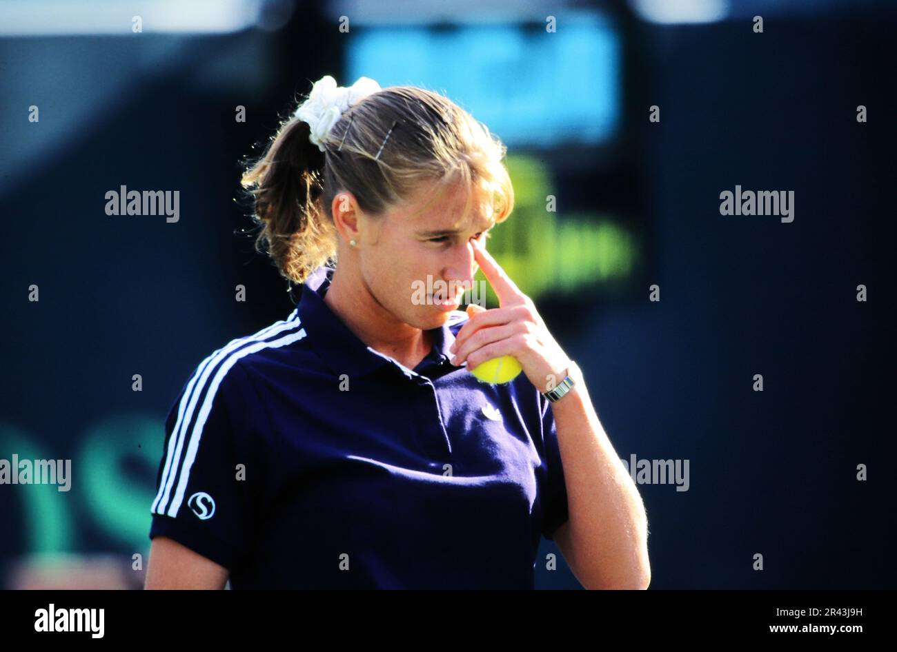 Stefanie Steffi Graf, deutsche Tennisspielerin, auf dem Tennisplatz. Stockfoto