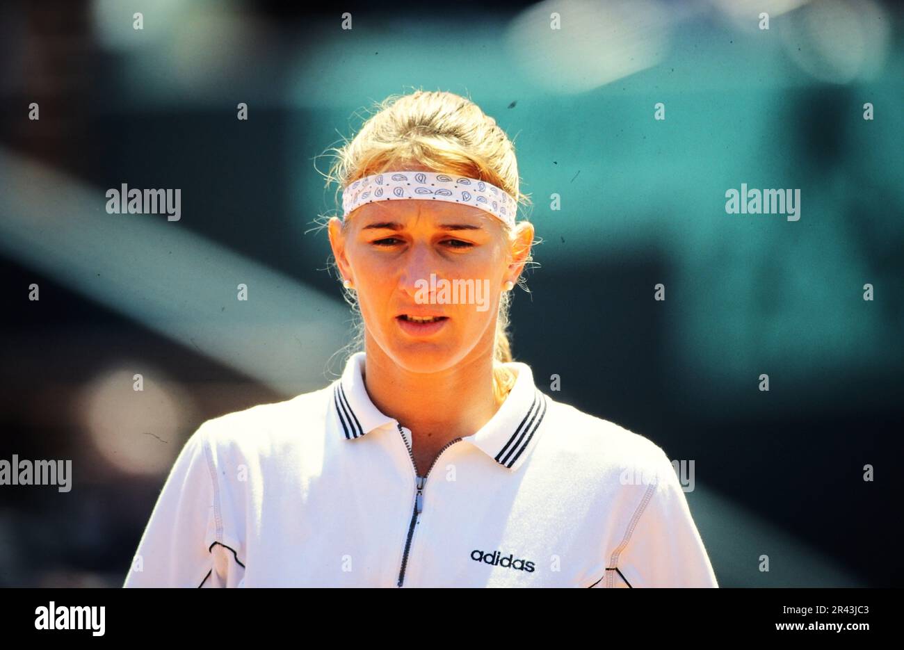 Stefanie Steffi Graf, deutsche Tennisspielerin, auf dem Tennisplatz. Stockfoto