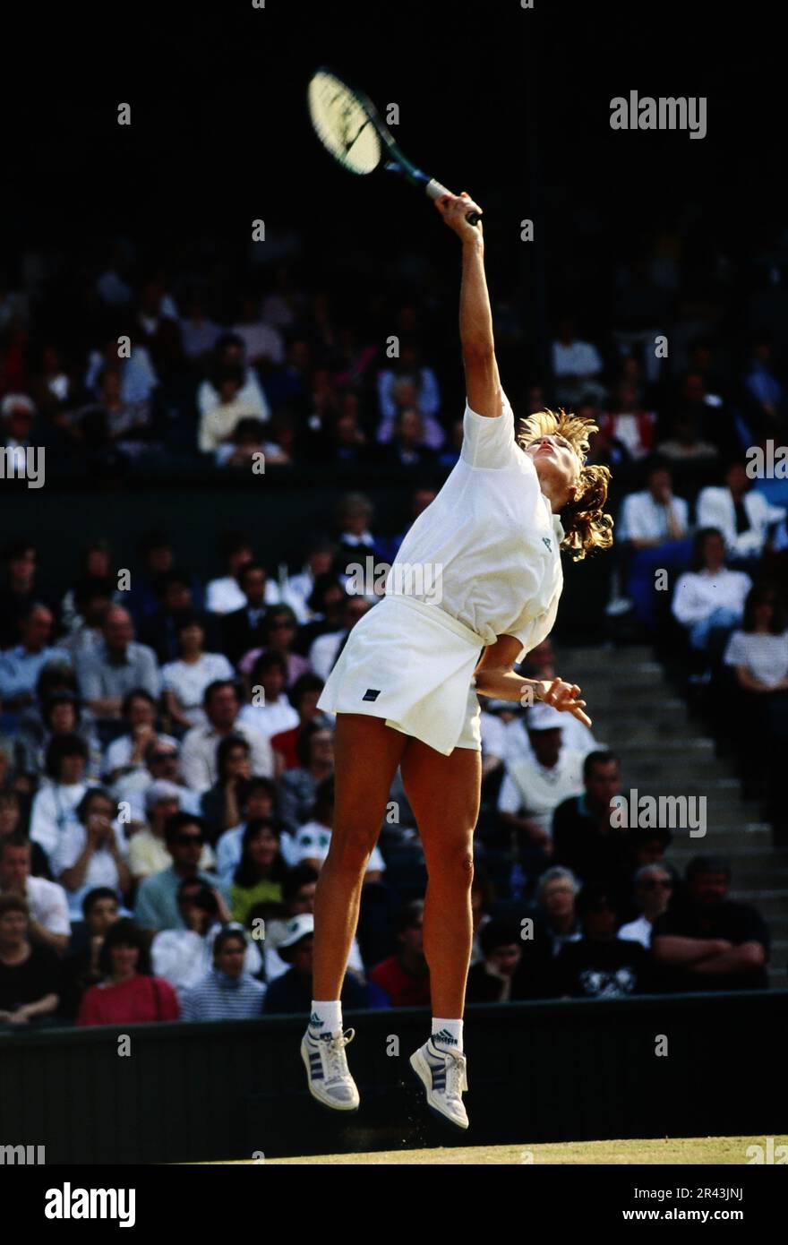 Stefanie Steffi Graf, deutsche Tennisspielerin, auf dem Tennisplatz in Aktion. Stockfoto