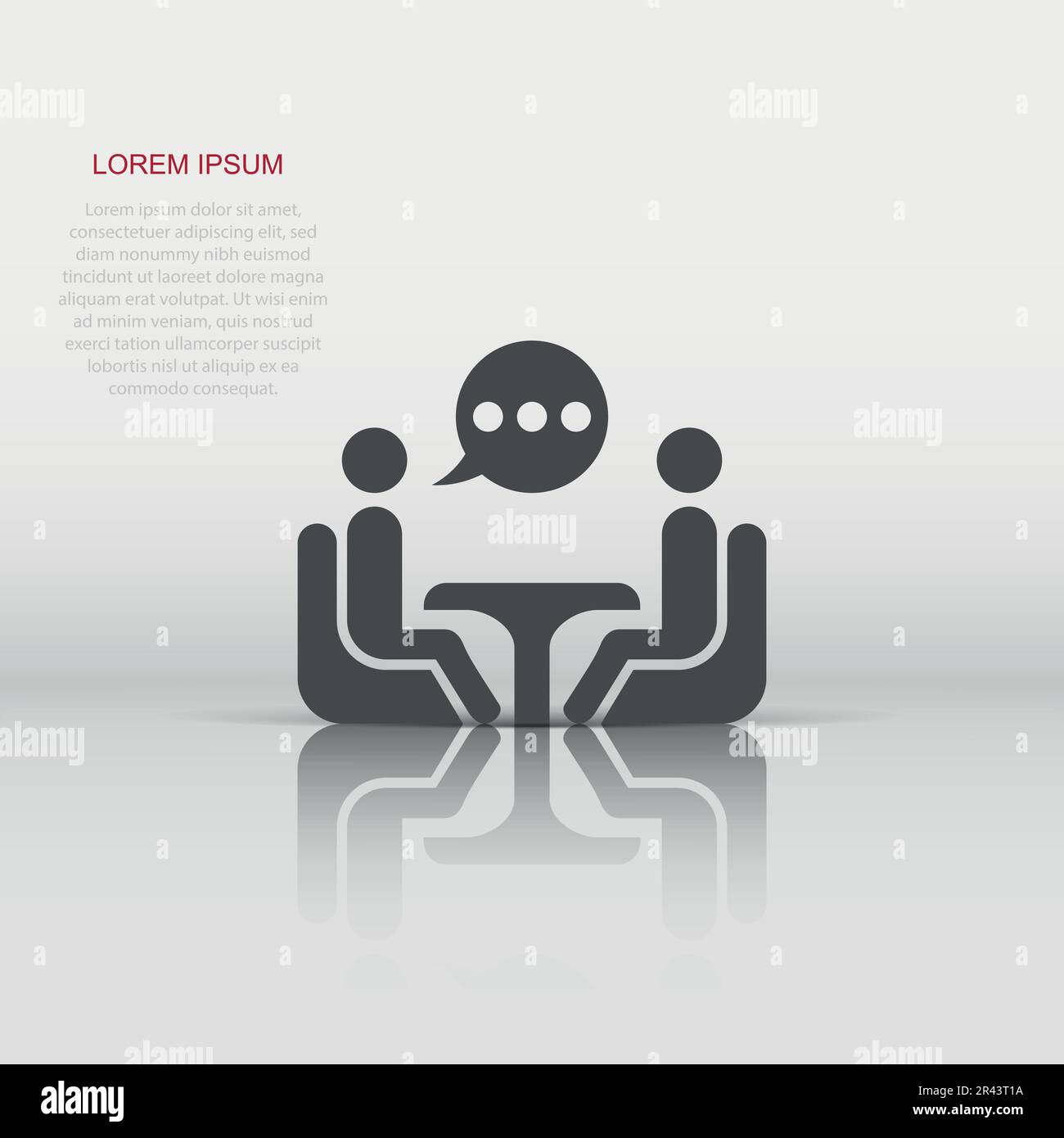 Business Consulting Symbol im flachen Stil. Zwei Personen mit Tisch Vector Illustration auf weißem Hintergrund isoliert. Restaurant dialog Business Konzept. Stock Vektor