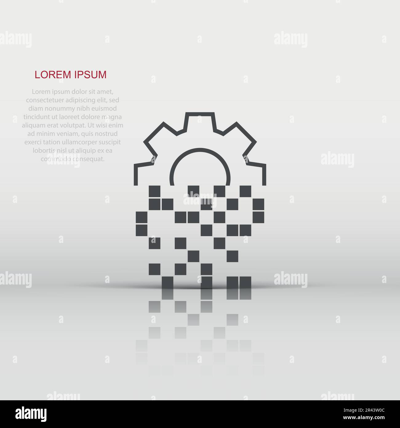 Digitale Zahnradsymbol in flacher Stil. Cog Vector Illustration auf weißem Hintergrund isoliert. Techno rad Geschäftskonzept. Stock Vektor