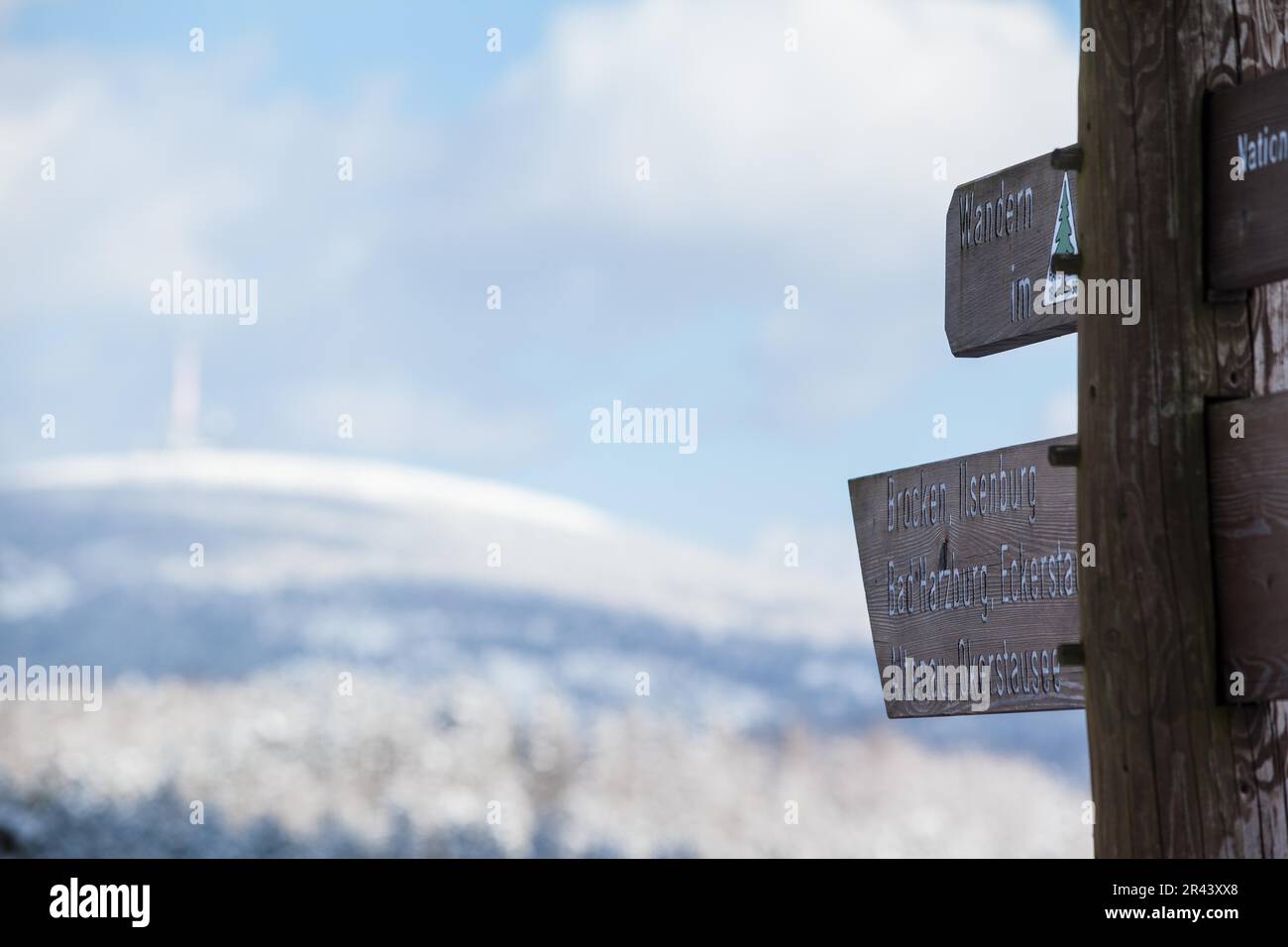 Der Brocken-Harz-Gipfel im Winter Stockfoto