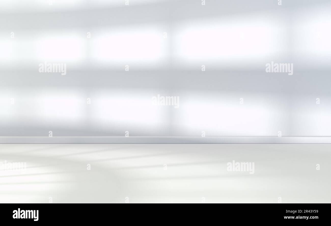 Minimalistischer Hintergrund der Schatten des Fensters auf einem weichen Hintergrund.Schatten Hintergrund.3d Illustration. Stockfoto