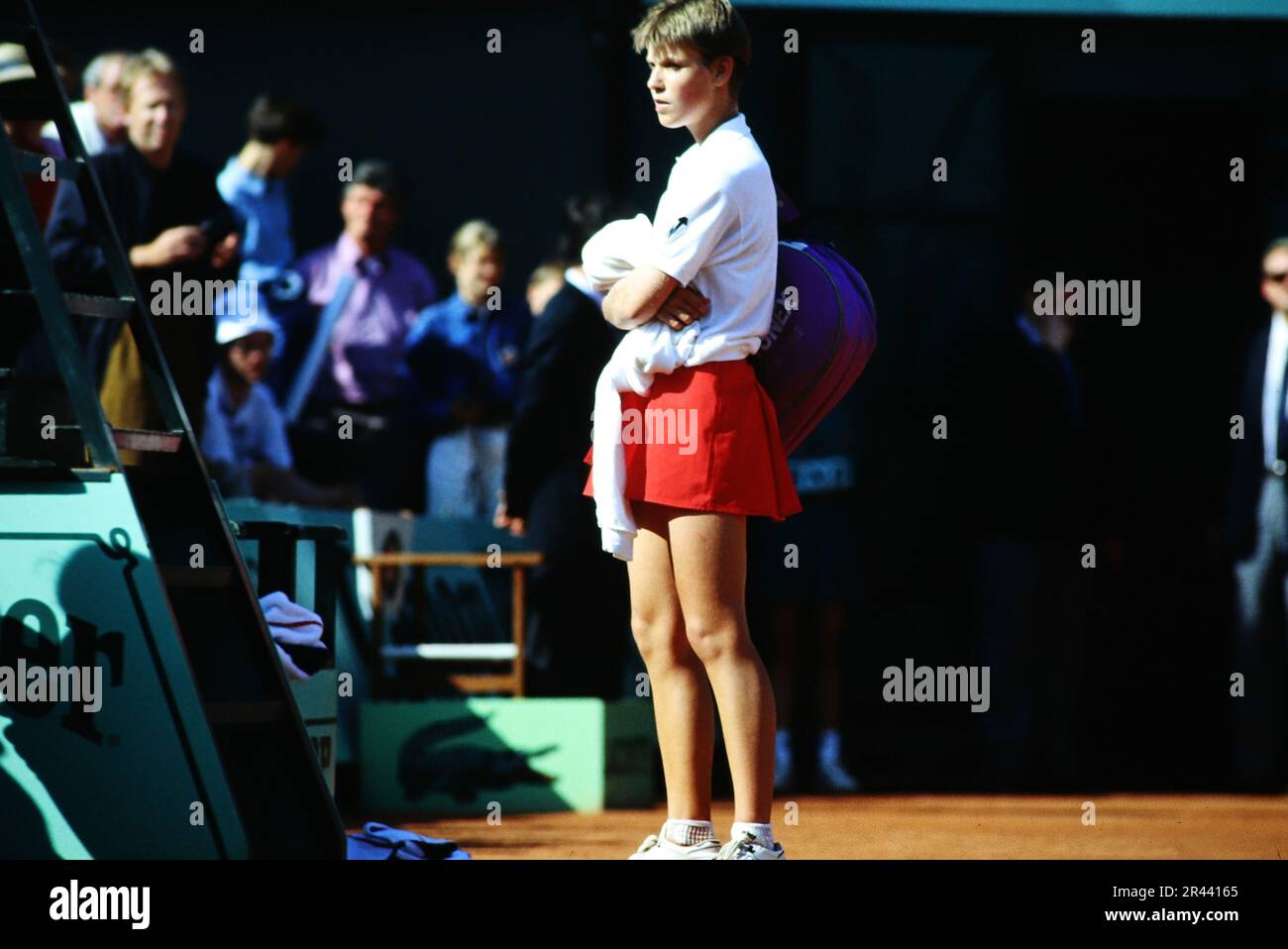 Anke Huber, deutsche Tennisspielerin, auf dem Tennisplatz. Stockfoto