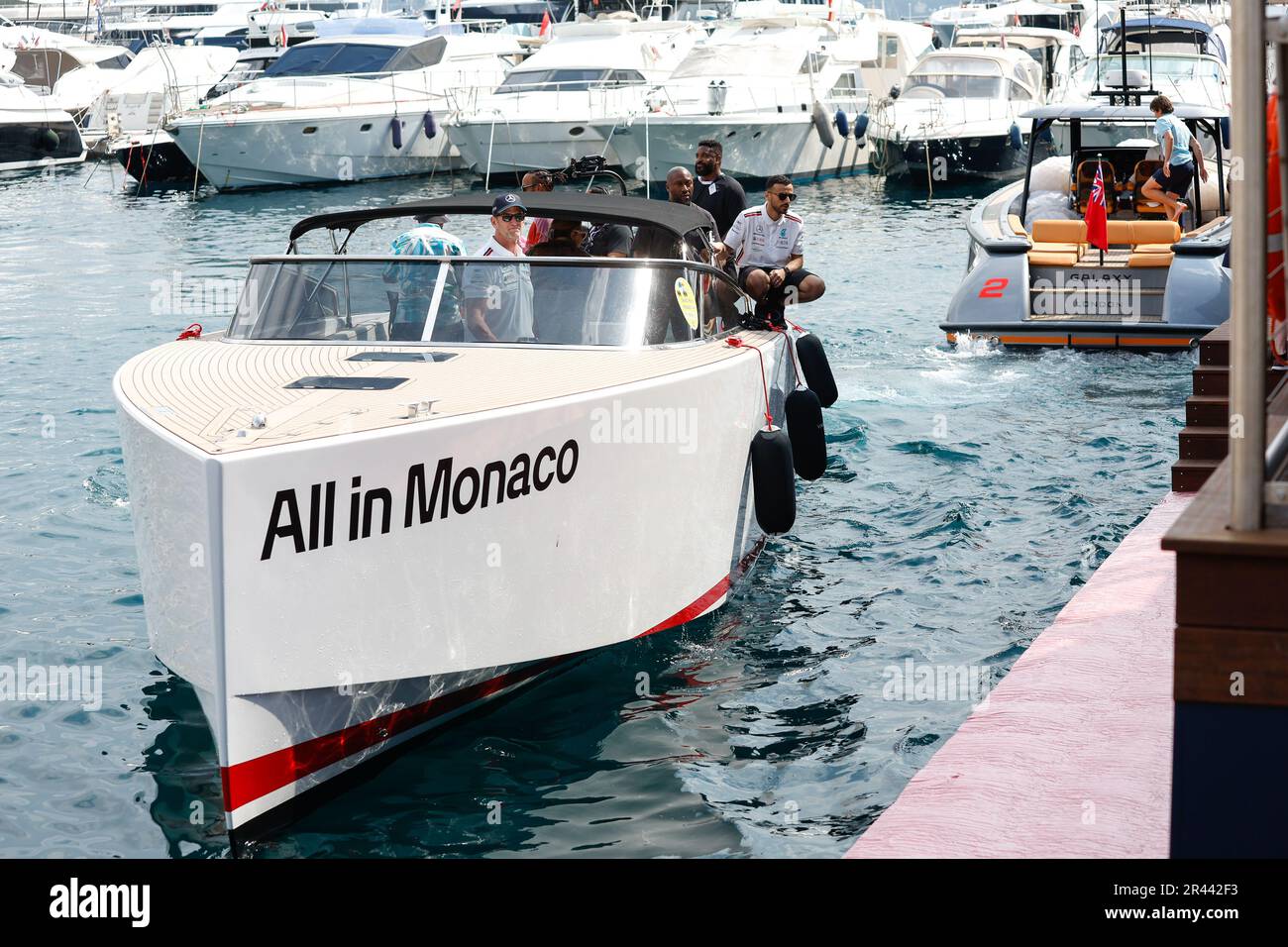 Monaco. 25. Mai 2023. Das Mercedes AMG F1 Team Boot während der Formel 1 Grand Prix de Monaco 2023, 6. Runde der Formel-1-Weltmeisterschaft 2023 vom 26. Bis 28. Mai 2023 auf dem Circuit de Monaco in Monaco - Foto: Dppi/DPPI/LiveMedia Stockfoto