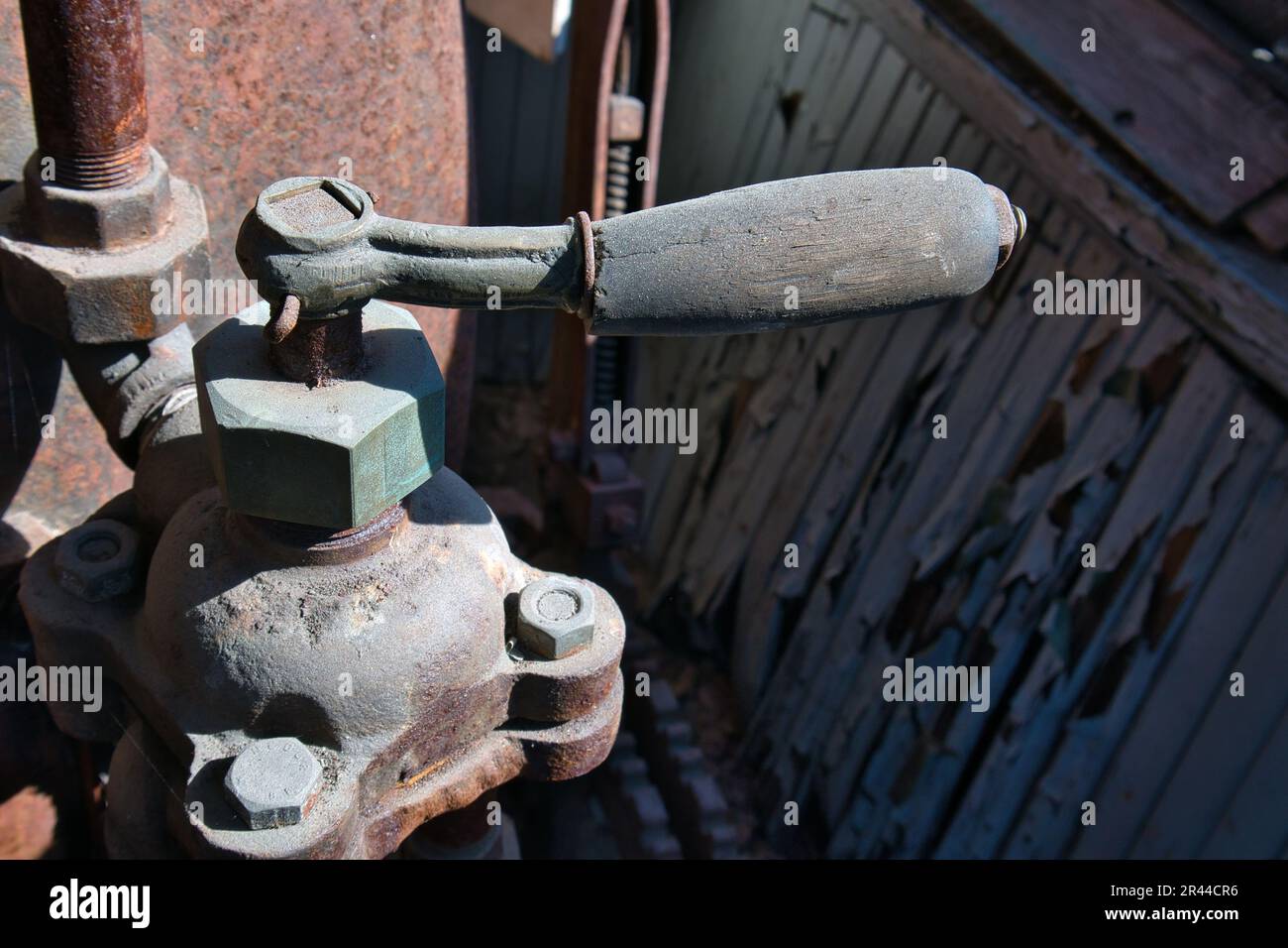 Klassischer Steuergriff für Dampfzüge Stockfoto