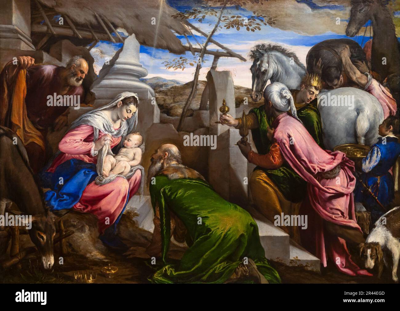 Die Anbetung der Könige, Jacopo da Ponte, Jacopo Bassano,, ca. 1568, Stockfoto