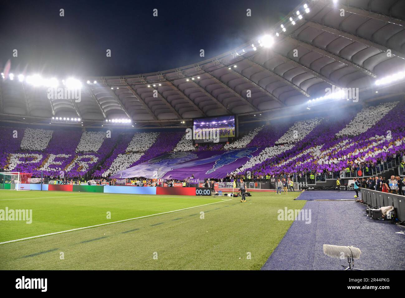 Olimpico Stadium, Rom, Italien, 24. Mai 2023, Befürworter von ACF Fiorentina im Finale - ACF Fiorentina vs. Inter - FC Internazionale - Italienischer Fussball Stockfoto