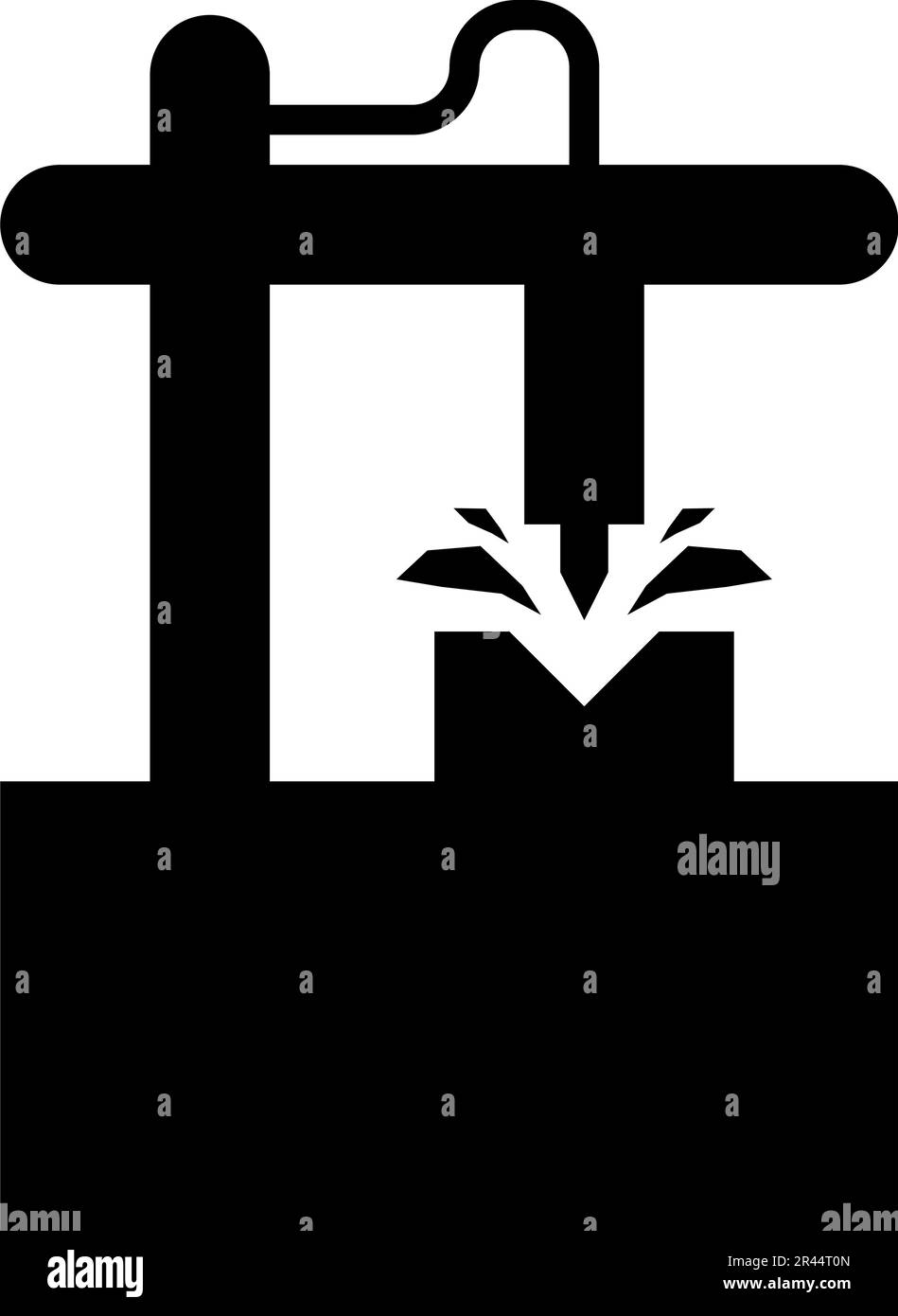 CNC 3D Fräsmaschinentechnologie Automatisiertes Konzeptsymbol schwarz Farbe Vektor Illustration Bild flach einfach Stock Vektor