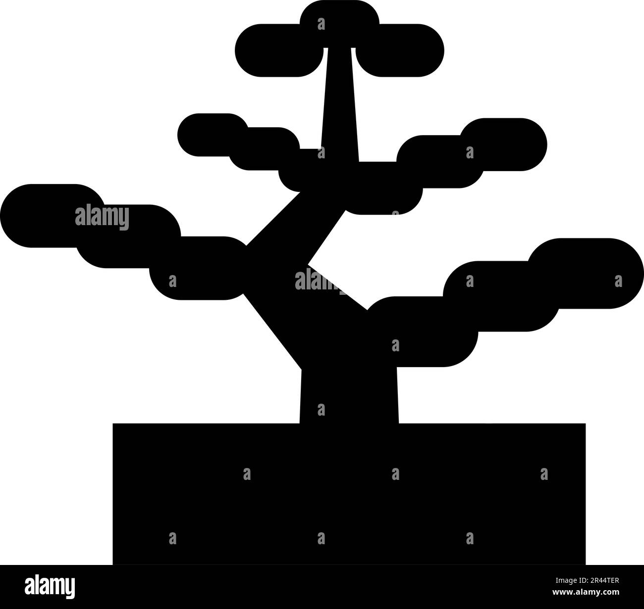 Bonsai Kieferngarten Konzept pflanzliches japanisches Symbol Schwarze Farbe Vektor Illustration flacher Stil einfach Stock Vektor