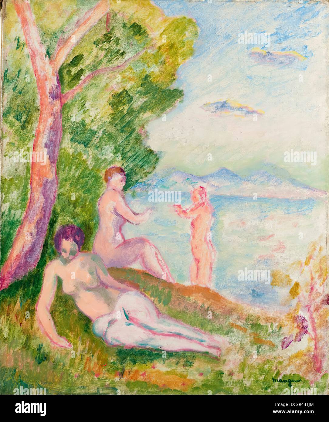 Henri Manguin, Komposition, Trois Baigneus (drei Badende), Gemälde 1917 Stockfoto
