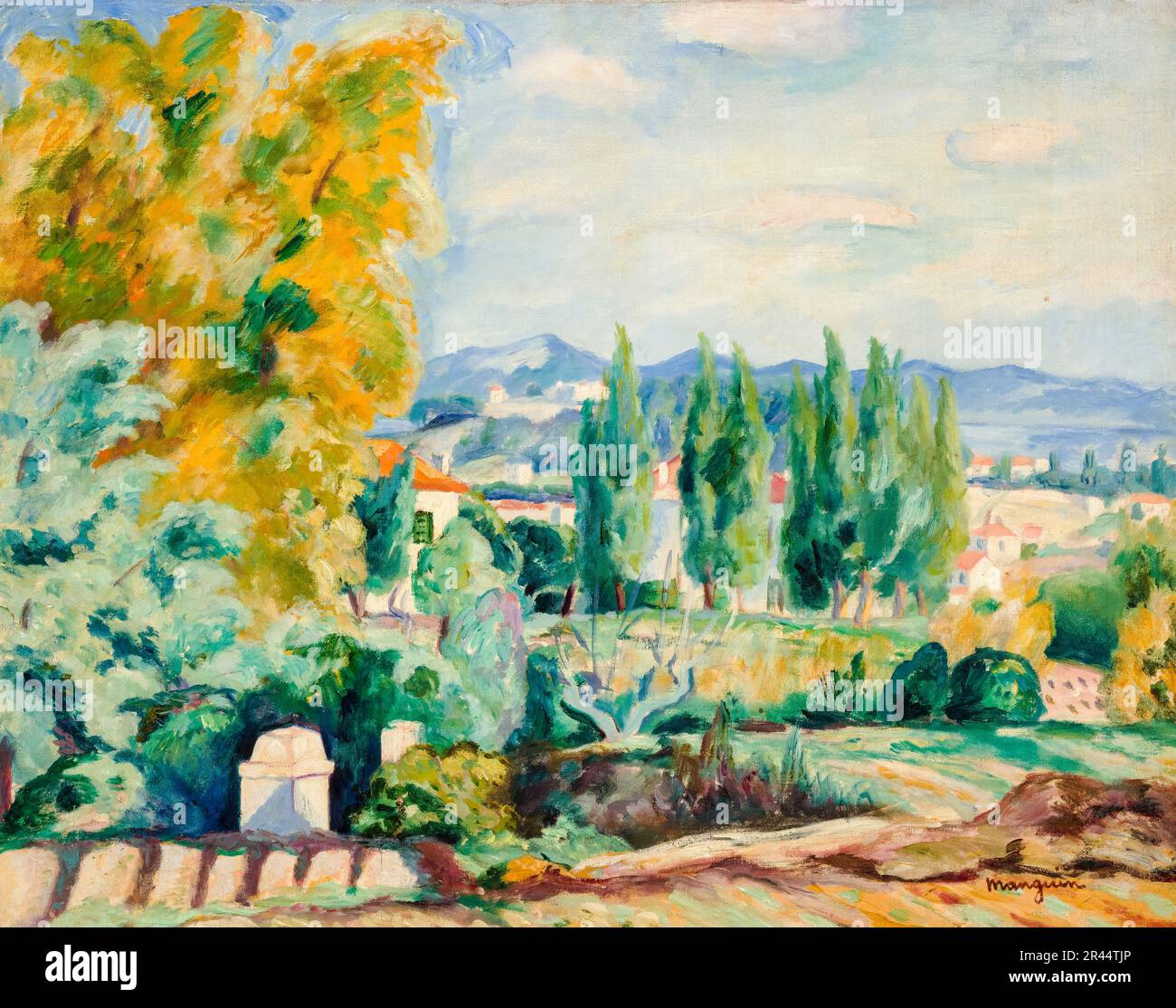 Henri Manguin, Paysage d’automne, aux environs de Saint-Tropez (Herbstlandschaft um Saint-Tropez), Landschaftsmalerei 1922 Stockfoto