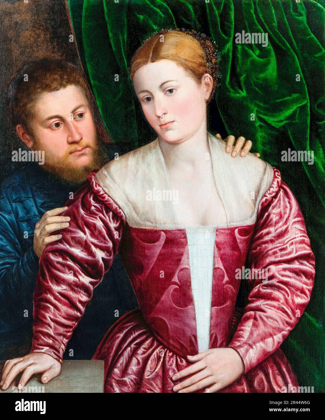 Paris Bordone, Double Portrait, einer venezianischen Frau und ihr, Cavalier, Gemälde um 1560 Stockfoto