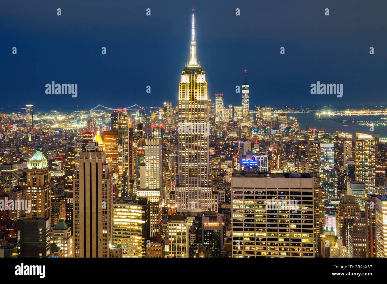 Skyline von Manhatten, Panoramaaussicht, New York City, NY, Vereinigte Staaten von Amerika Stockfoto