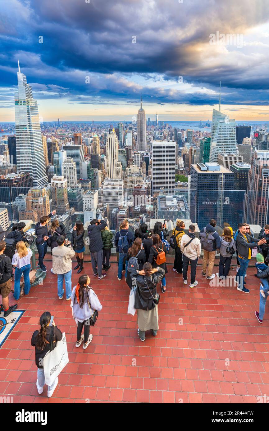 Skyline von Manhatten, Panoramaaussicht, New York City, NY, Vereinigte Staaten von Amerika Stockfoto