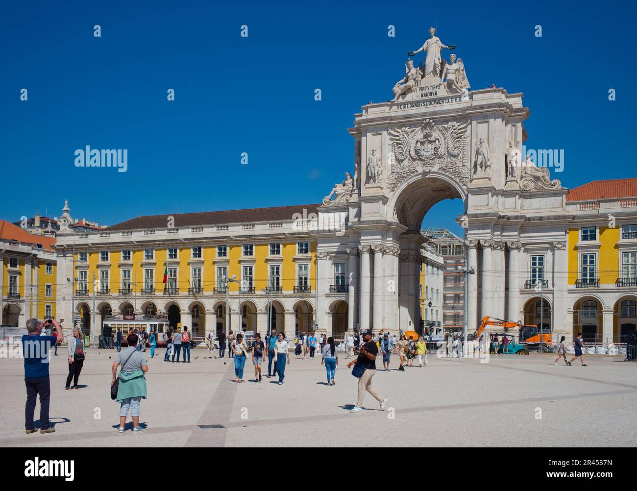 Rua Augusta Arch in Praca do Comercio im Zentrum von Lissabon Stockfoto