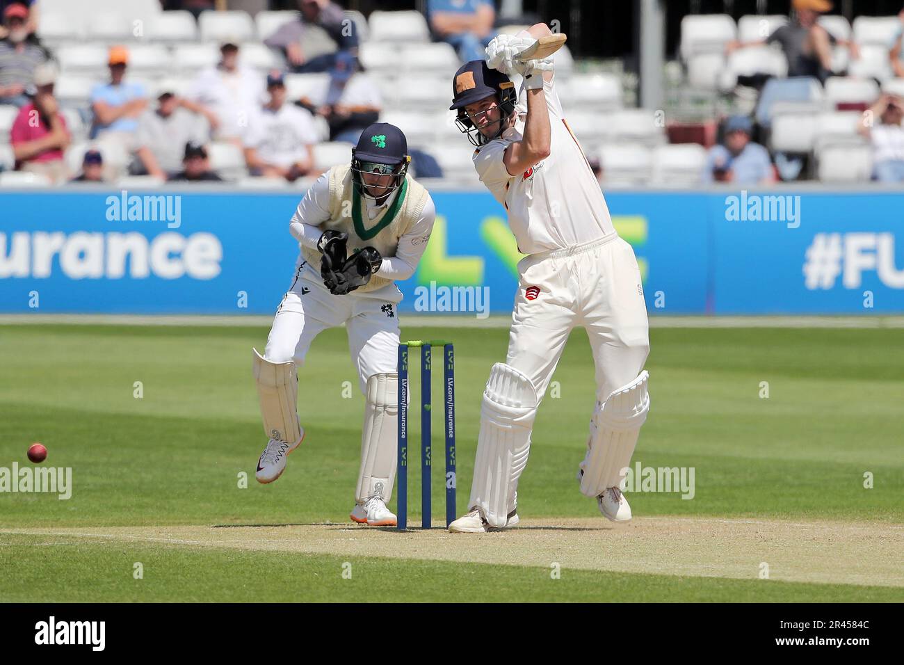 George Dockrell in Batting-Action für Essex während Essex CCC vs Ireland, Domestic First Class Match Cricket auf dem Cloud County Ground am 26. Mai 202 Stockfoto