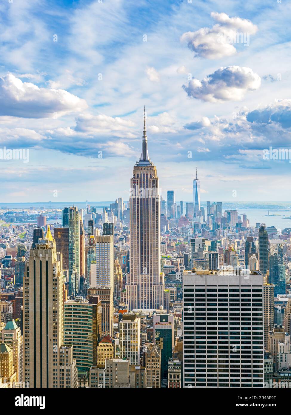 Skyline von Manhatten, Panoramaaussicht, New York City, NY, Vereinigte Staaten von Amerika Stockfoto