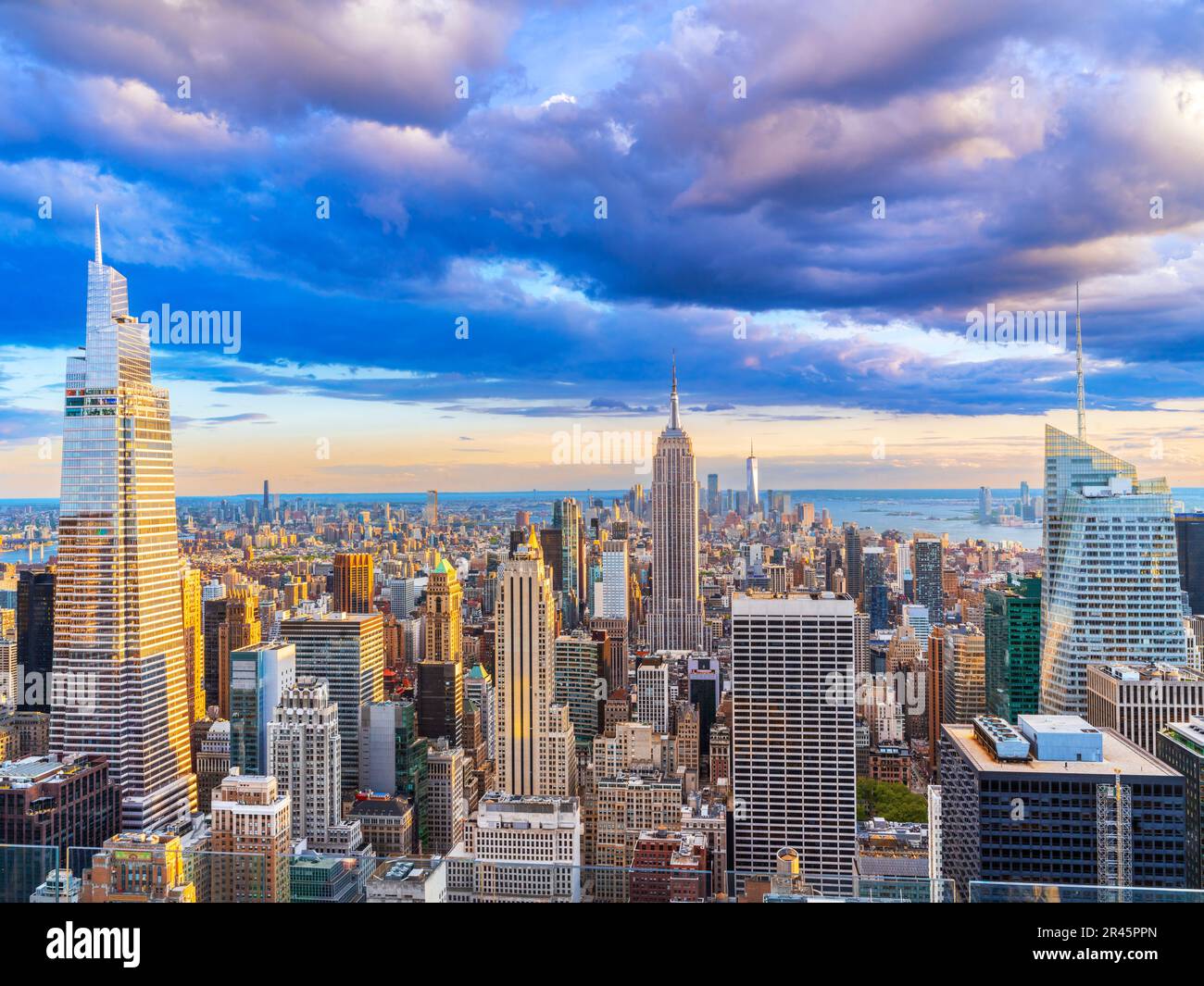 Skyline von Manhatten, Panoramaaussicht, New York City, NY, Vereinigte Staaten von Amerika Stockfoto