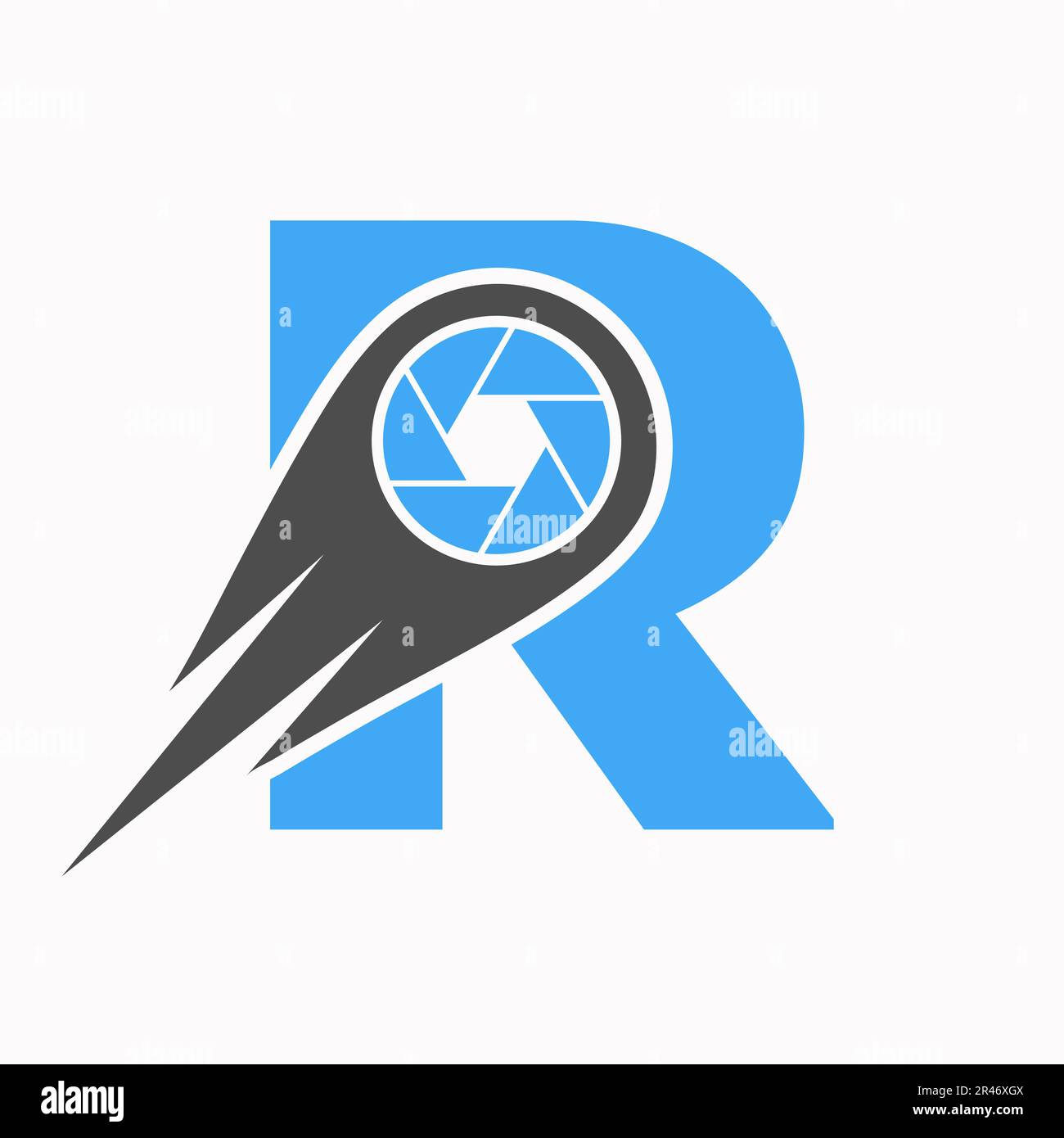 Ursprüngliches Konzept des „Letter R“-Kameraobjektivs mit Foto-Logo. Vorlage Für Fotosymbole Stock Vektor