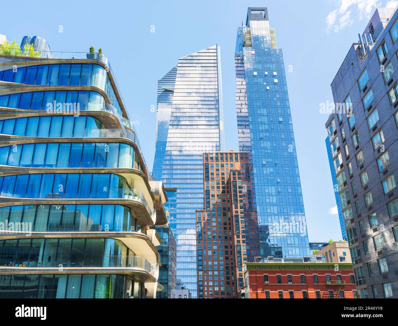 Architektur aus der Highline, Public Elevated New York City Park, Chelsea, Meatpacking District, Manhatten, New York City, NY, Vereinigte Staaten Stockfoto
