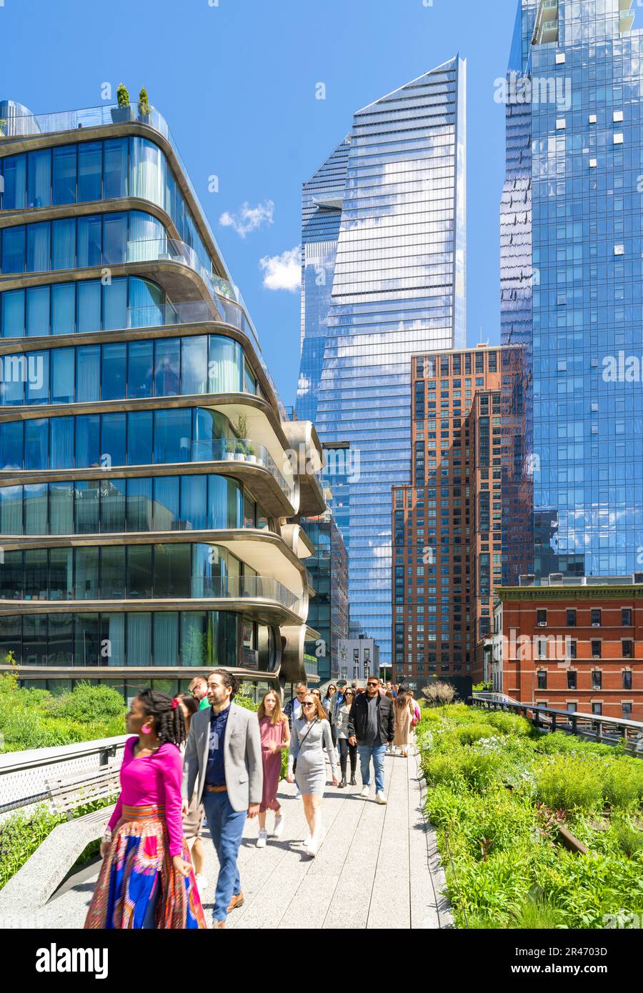 Die Highline, Public Elevated New York City Park, Chelsea, Meatpacking District, Manhatten, New York City, NY, Vereinigte Staaten von Amerika Stockfoto