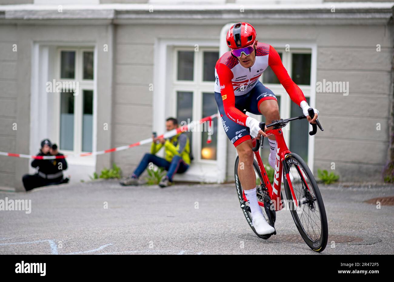 Bergen, Norwegen, 26. Mai 2023. Jasper Stuyven von Trek Segafredo konnte im Prolog den Berg Fløien in Bergen besteigen und 1'21' runter vom Gewinner Tulett fahren. Foto: Livesportphoto/Kjell Eirik Henanger Stockfoto