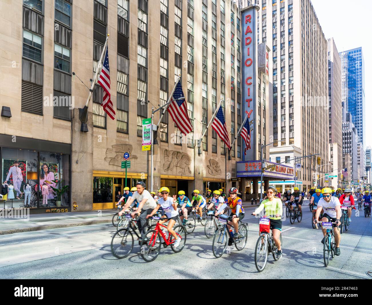 Bike Event, Radio City, Street Scene, Manhatten New York City, NY, Vereinigte Staaten von Amerika Stockfoto