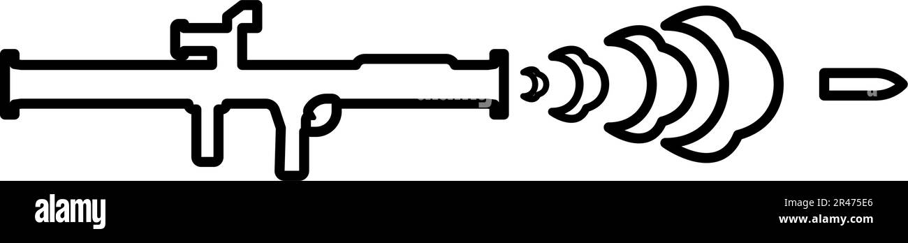 Aufnahme aus dem Bazouka Anti-Tank-System Konturliniensymbol Schwarz Farbe Vektor Illustration Bild dünn flacher Stil einfach Stock Vektor