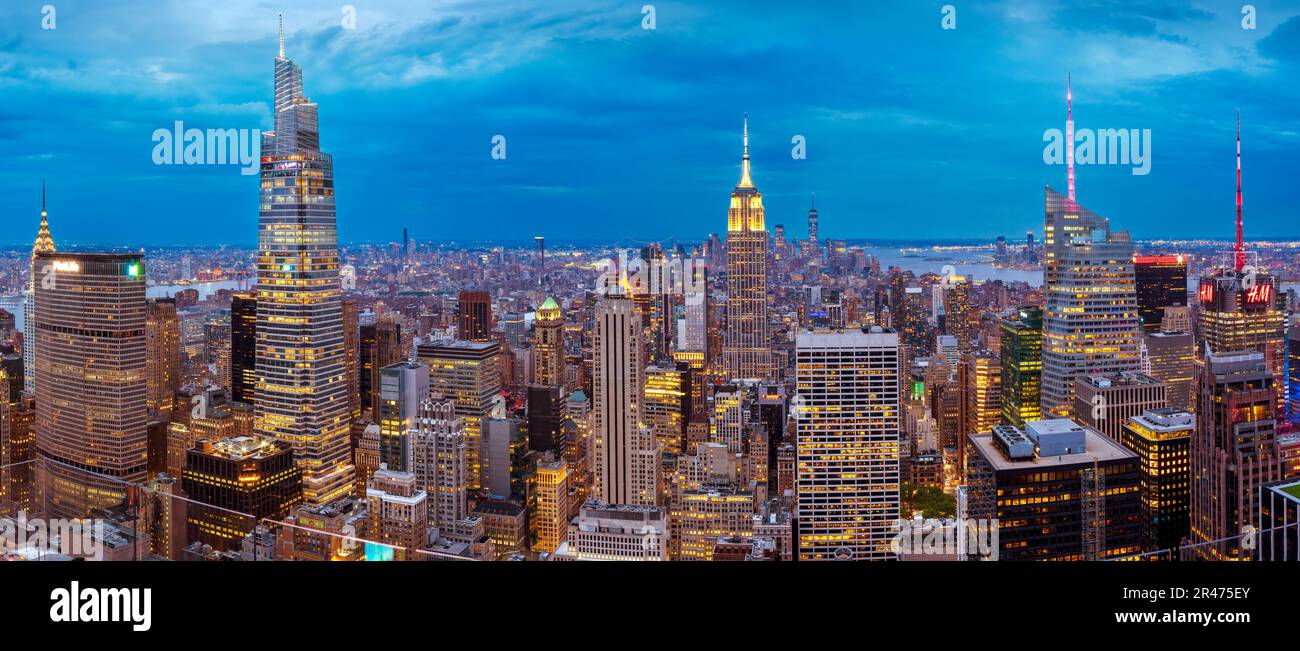 Skyline von Manhatten, Panoramaaussicht, New York City, NY, Vereinigte Staaten von Amerika Stockfoto