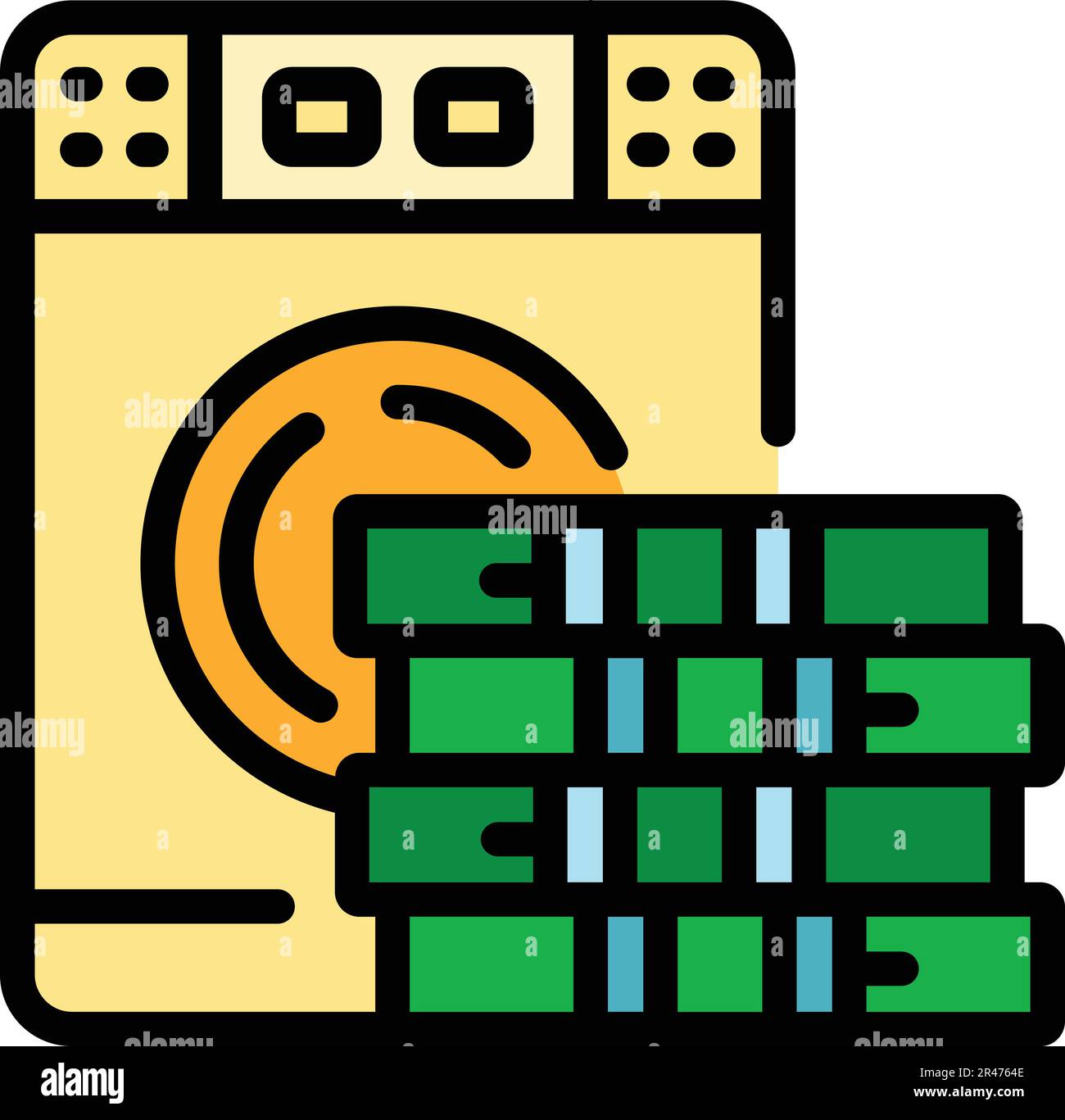 Symbol für Wäscheautomat. Umriss Vektorsymbol für Wäscheautomaten für Webdesign isoliert auf weißem Hintergrund, flach Stock Vektor