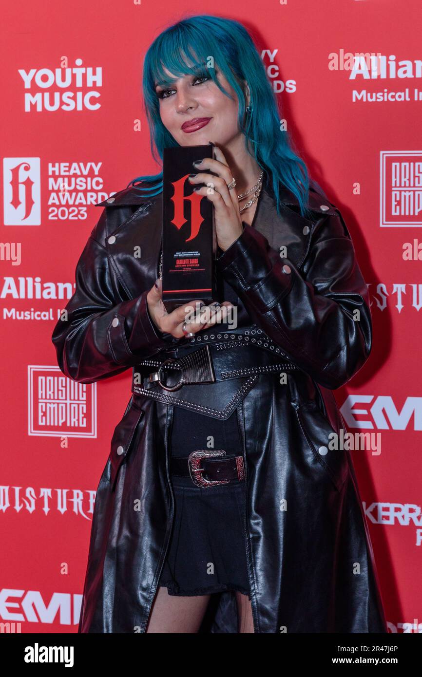 Heavy Music Awards, OVO Arena Wembley, Großbritannien. 26. Mai 2023 Charlotte Sands, Gewinner des Best Breakthrough Album Award bei den Heavy Music Awards 2023, moderiert in der OVO Arena Wembley Photo von Amanda Rose/Alamy Live News Stockfoto