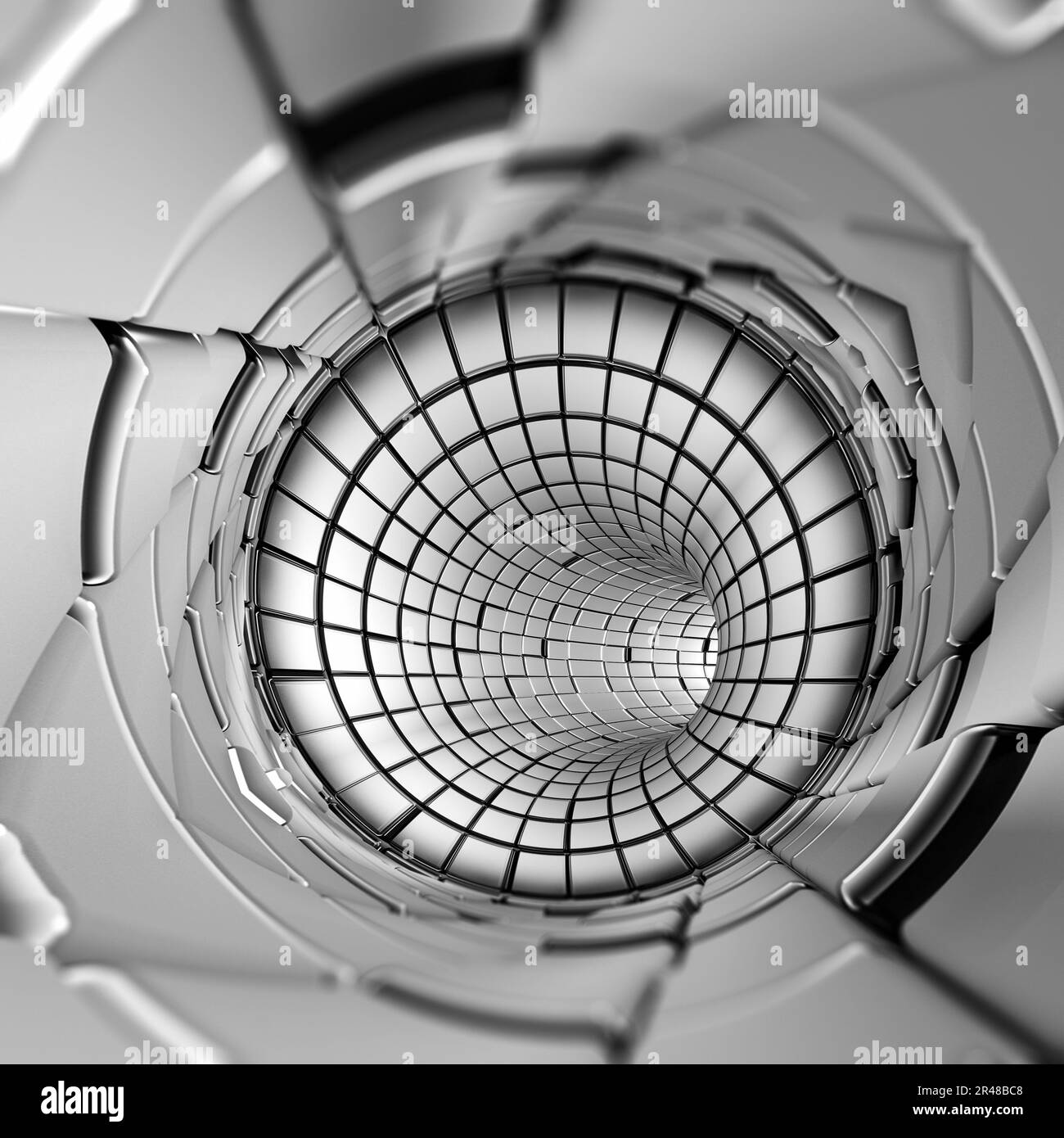 Silber abstract Tunnel Formen futuristischen 3D-Rendering Stockfoto