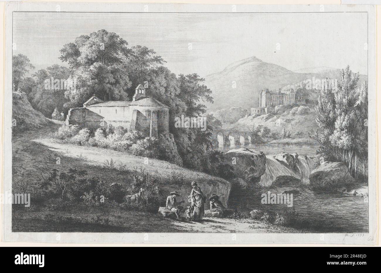 Die alte Kapelle in CH&#XE2;tillon-d'Azergues, 1799. Stockfoto