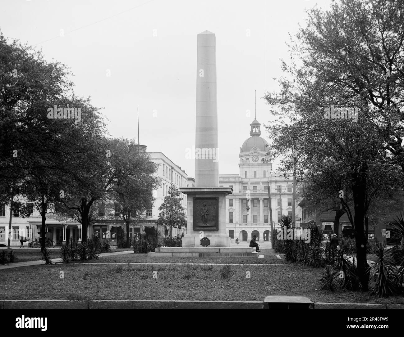 Green [sic] Monument und Rathaus, Savannah, Georgia, zwischen 1900 und 1910. Stockfoto