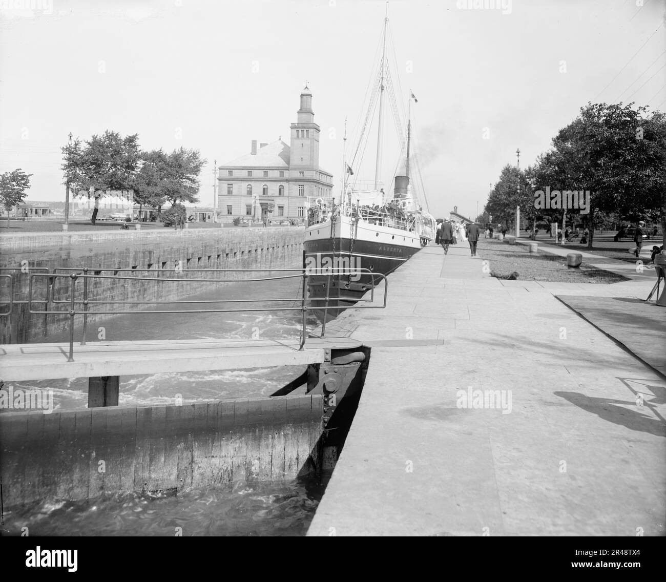 Str. Alberta in Sault Ste. Marie, Mich., zwischen 1900 und 1910. Stockfoto