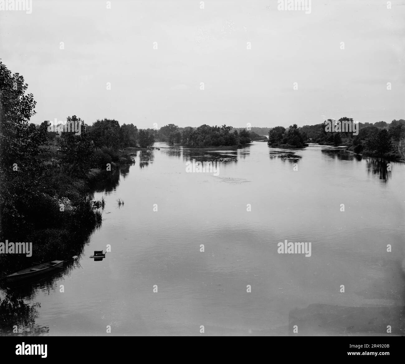 Fox River mit Blick von Batavia, zwischen 1880 und 1899. Stockfoto