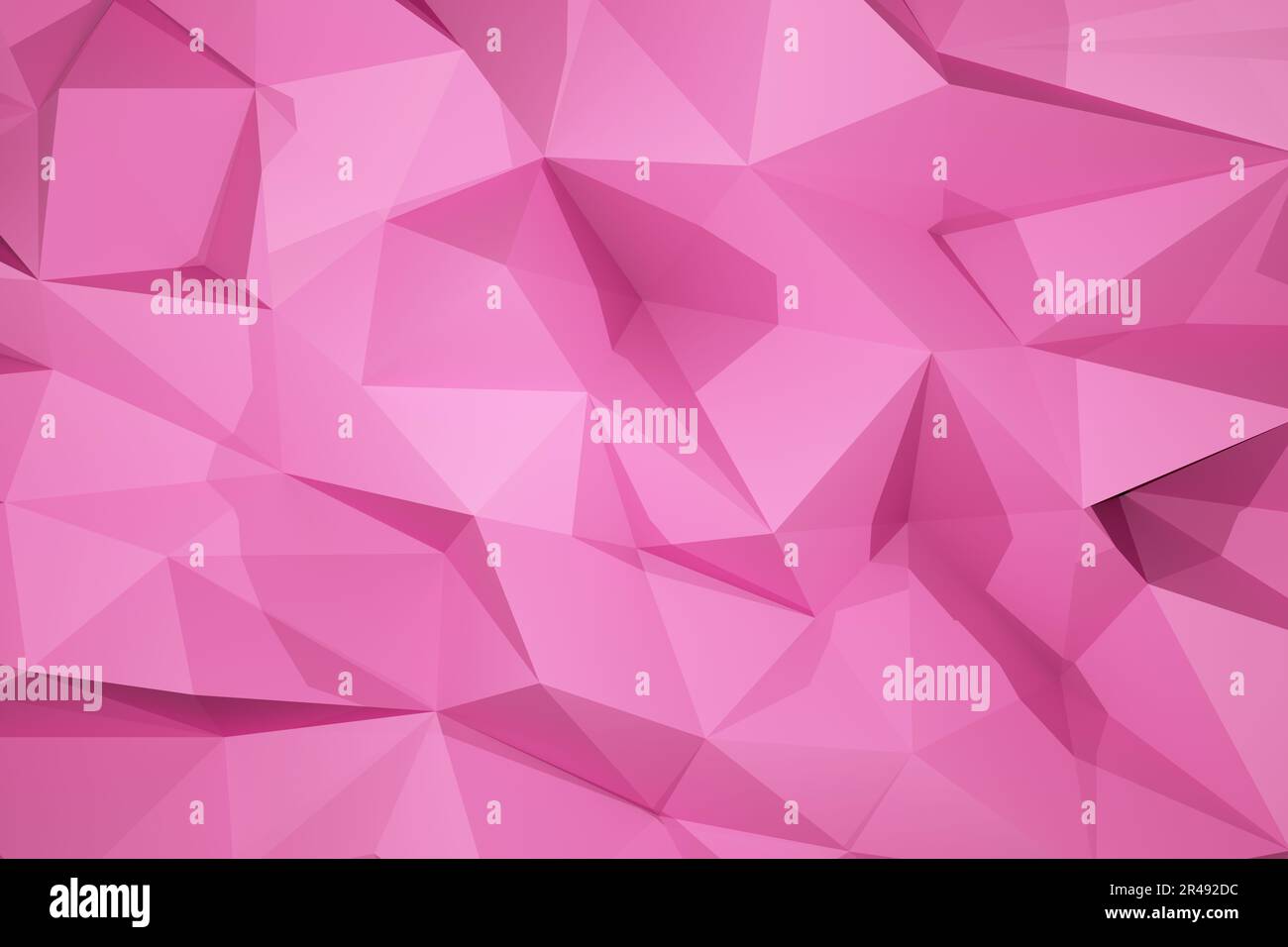 Pinkfarbener Hintergrund mit niedrigem Polyesterhintergrund 3D Renderfarbe Stockfoto