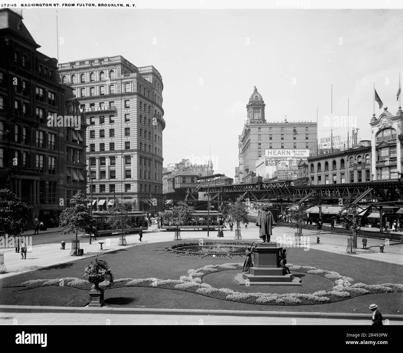 Washington St. von Fulton, Brooklyn, New York, zwischen 1900 und 1920. Stockfoto