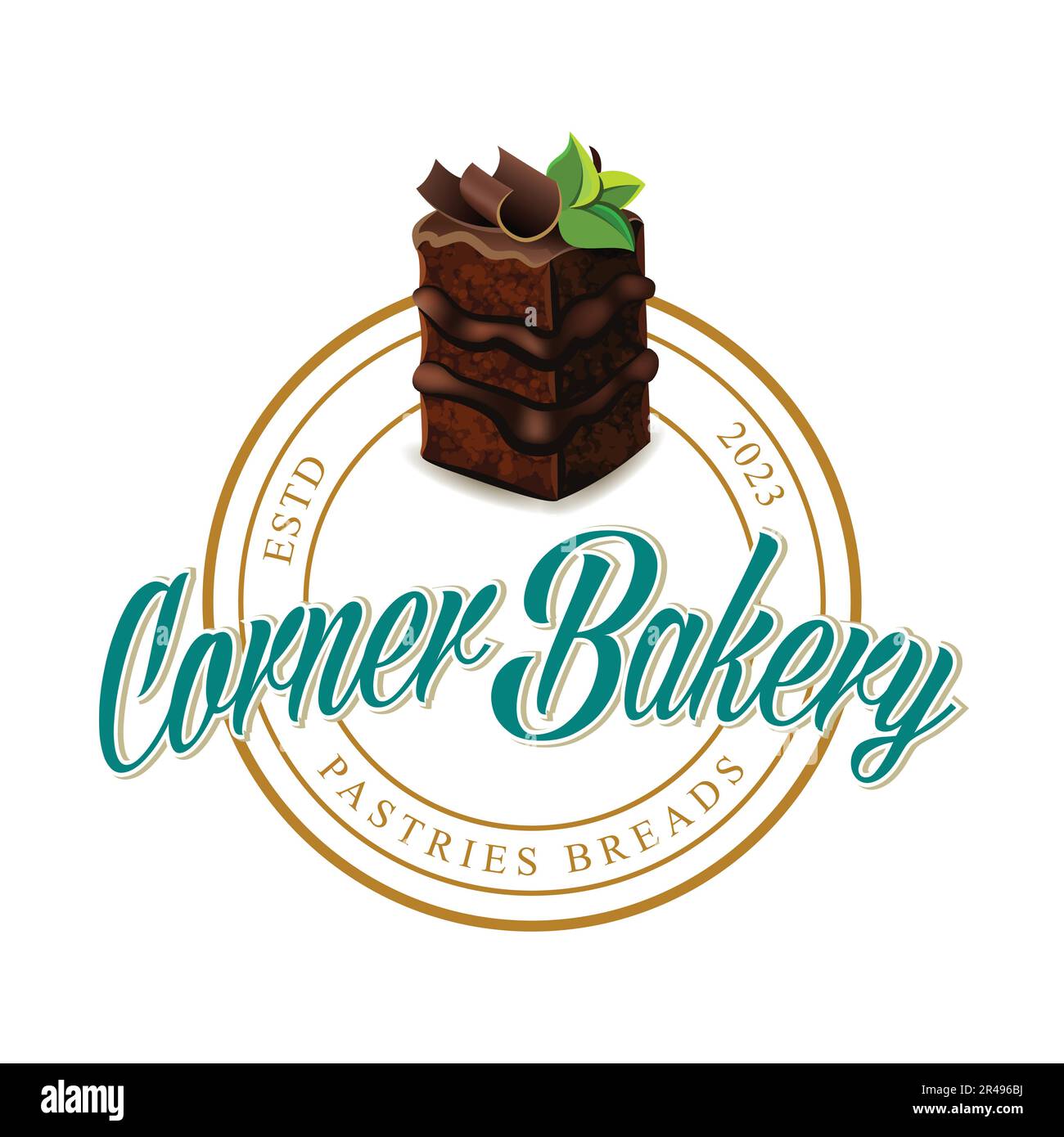 Corner Bakery köstliches Vintage-Logo Stock Vektor