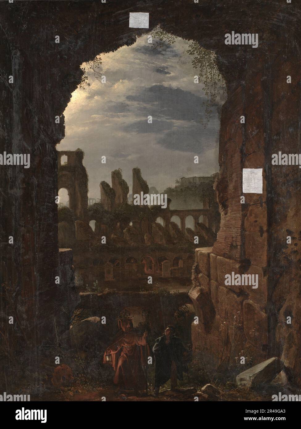 Blick auf das Kolosseum im Mondlicht, 1826-1839. Stockfoto