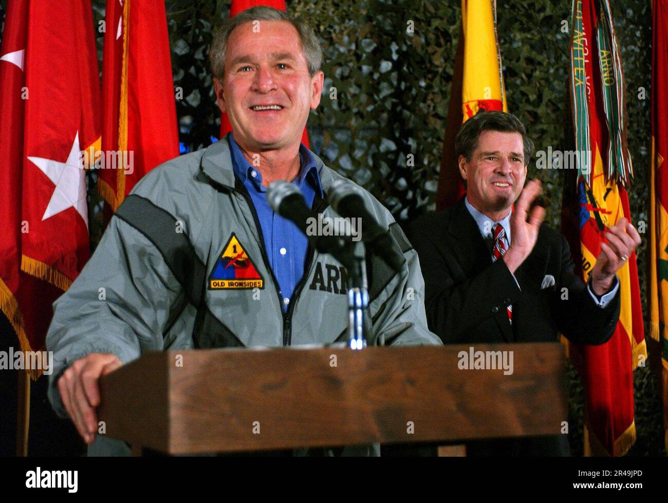 US Navy President George W. Bush besucht Bagdad International Airport (BIAP) Stockfoto