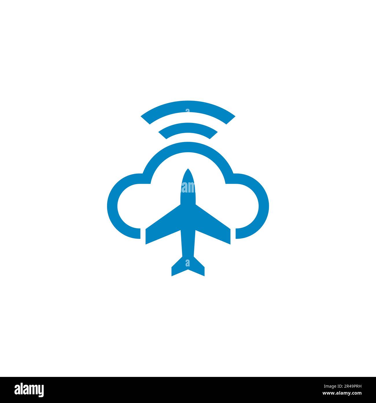 Wolkensignal-Logo des Flugzeugs. Design mit dem Logo „Plane Cloud“ Stock Vektor